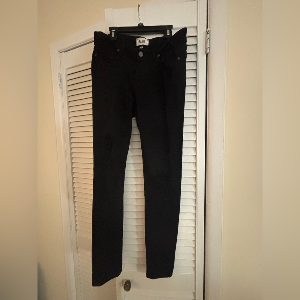 PAIGE Verdugo Ultra Skinny Black Distressed Jeans
